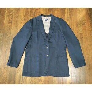 Cremieux Sport Coat Men's Large/46R Navy Blue 100% Cotton Blazer 2 Button EUC